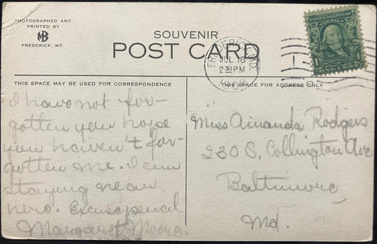 All Saints Protestant Episcopal Church, Frederick, Maryland - Vintage Church Postcard
back