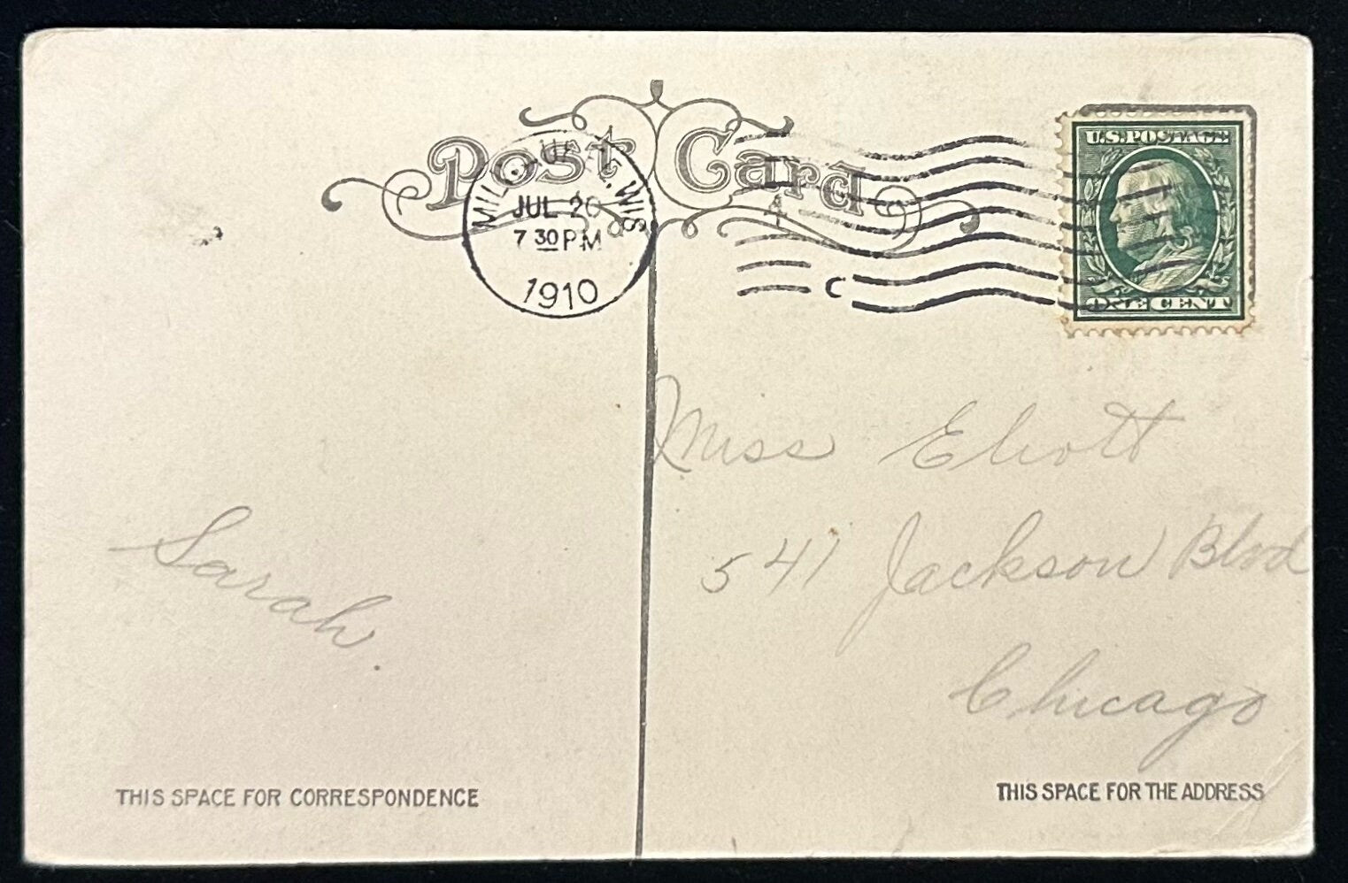 Humboldt Park, MilwaukeeCondition: Good, The front of the postcard is slightly aged, the corners and edges are slightly frayed, the bottom right corner is bent, and the back is slightly smudged and aged as wellMailed: Posted on July 2nd, 1910 from Wisconsin with a green 1 cent Ben Franklin stampHand-colored
