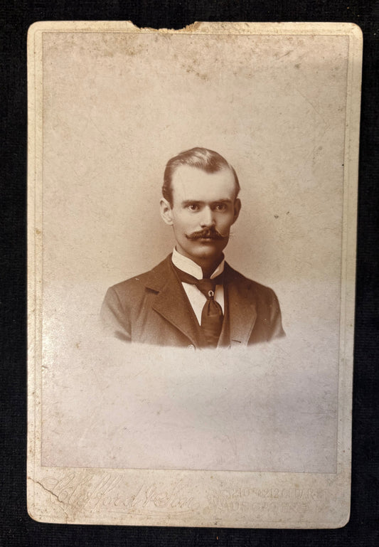 Photo of Victorian Gentleman - 1890s Century Albumen Photograph - Clifford & Sons Musatine Iowa