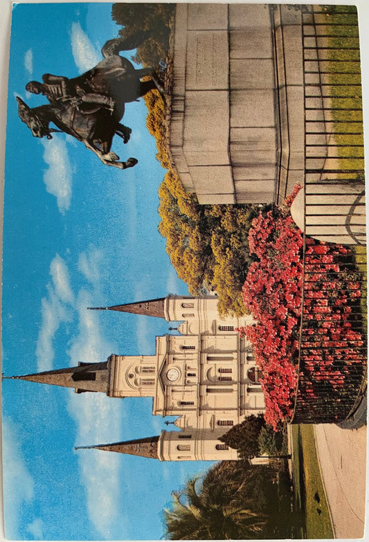 St. Louis Cathedral and Jackson Monument Vintage Postcard