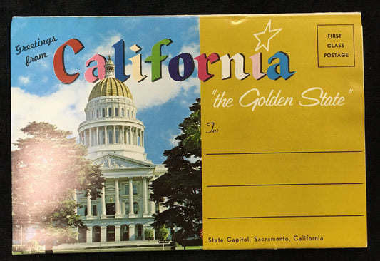 Greetings From California, The Golden State, Vintage Accordion Fold Postcard Brochure