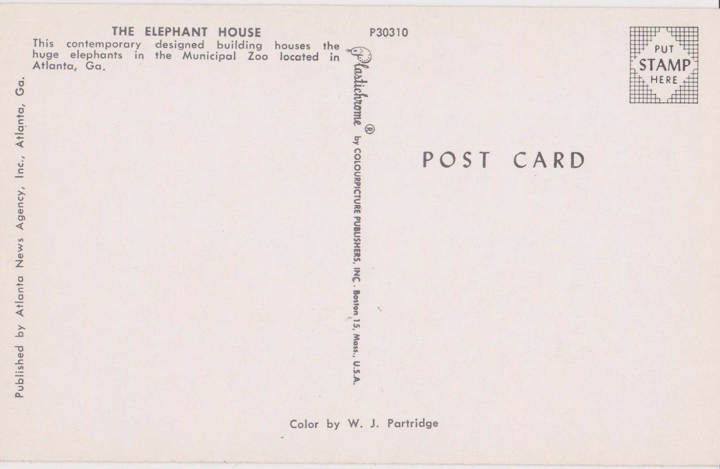 The Elephant House - Atlanta, Georgia Vintage Postcard
