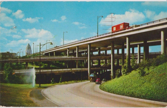 Network Freeways near Civic Center, Los Angeles, California - Vintage Postcard