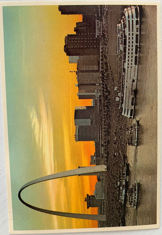 Mississippi River and Gateway Arch Vintage Postcard