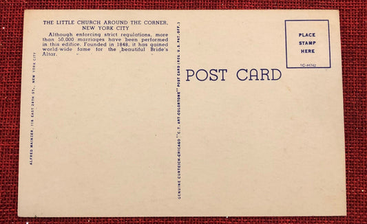 The Little Church Around The Corner, New York City, New York NY Vintage Postcard