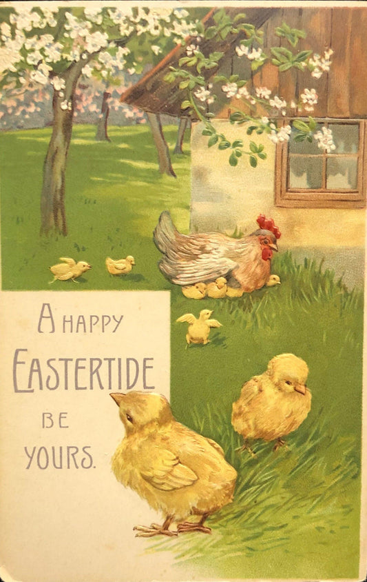 Easter Postcard With French Country Scene Vintage Holiday