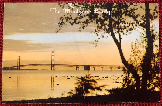 Mackinac Bridge Michigan Vintage Postcard
