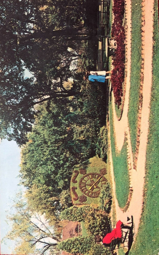 Floral Clock in Greenfield Village, Dearborn, Michigan - Vintage Postcard