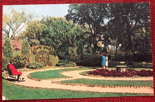 Floral Clock in Greenfield Village, Dearborn, Michigan - Vintage Postcard