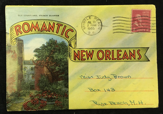 Accordion Brochure "Romantic New Orleans" 1950s, New Orleans Louisiana, LA Vintage Postcard