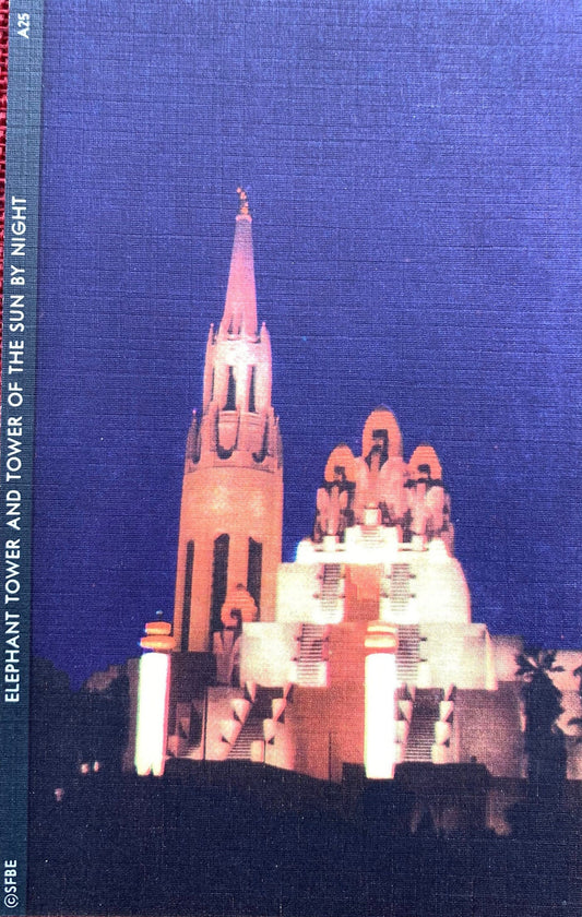 Elephant Tower and Tower of the Sun by Night - Golden Gate International Exposition - San Francisco, California - Vintage Linen Postcard