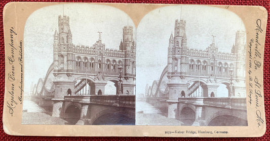 Kaiser Bridge - Hamburg, Germany - 1896 Vintage Stereo View Card