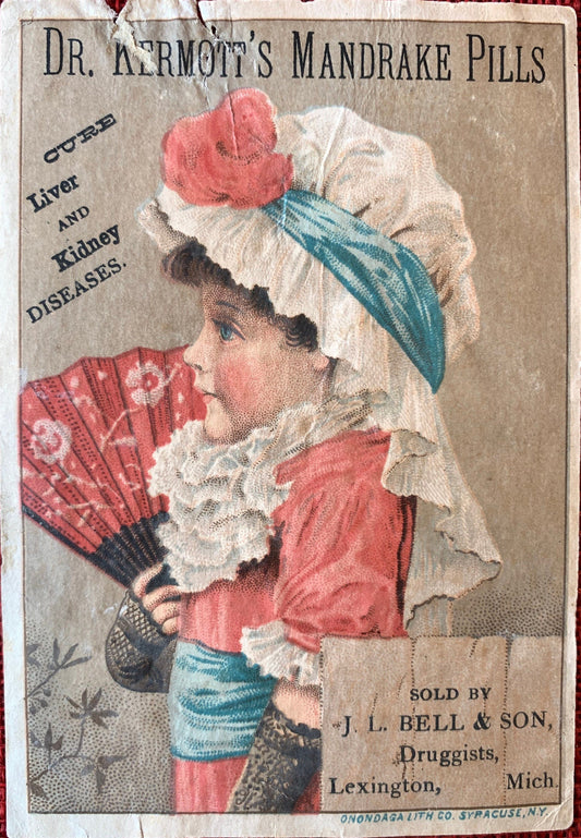 Dr. Kermott's Mandrake Pills - Late 1800s Trade Card