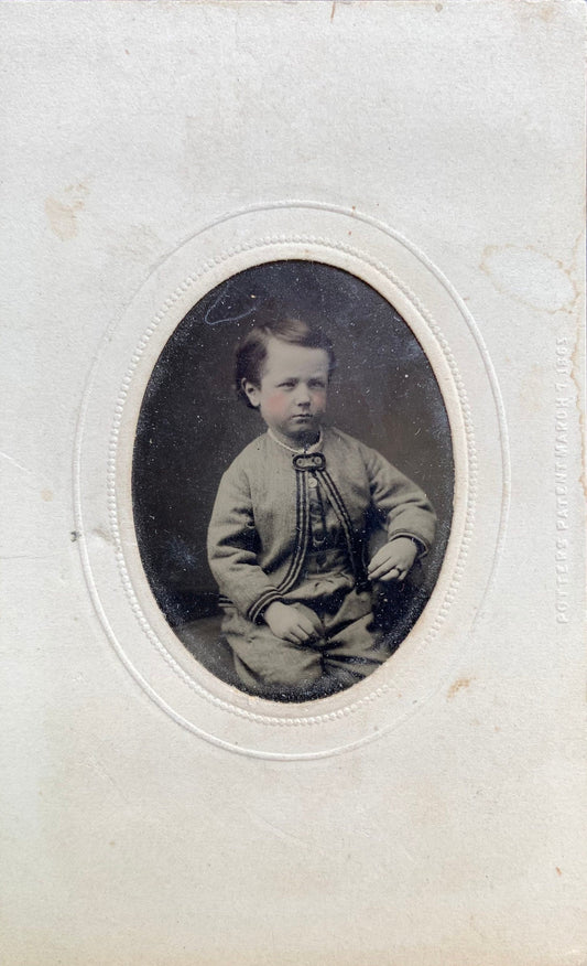 Victorian Era Tintype Photograph of a Young Boy Dressed in his Best