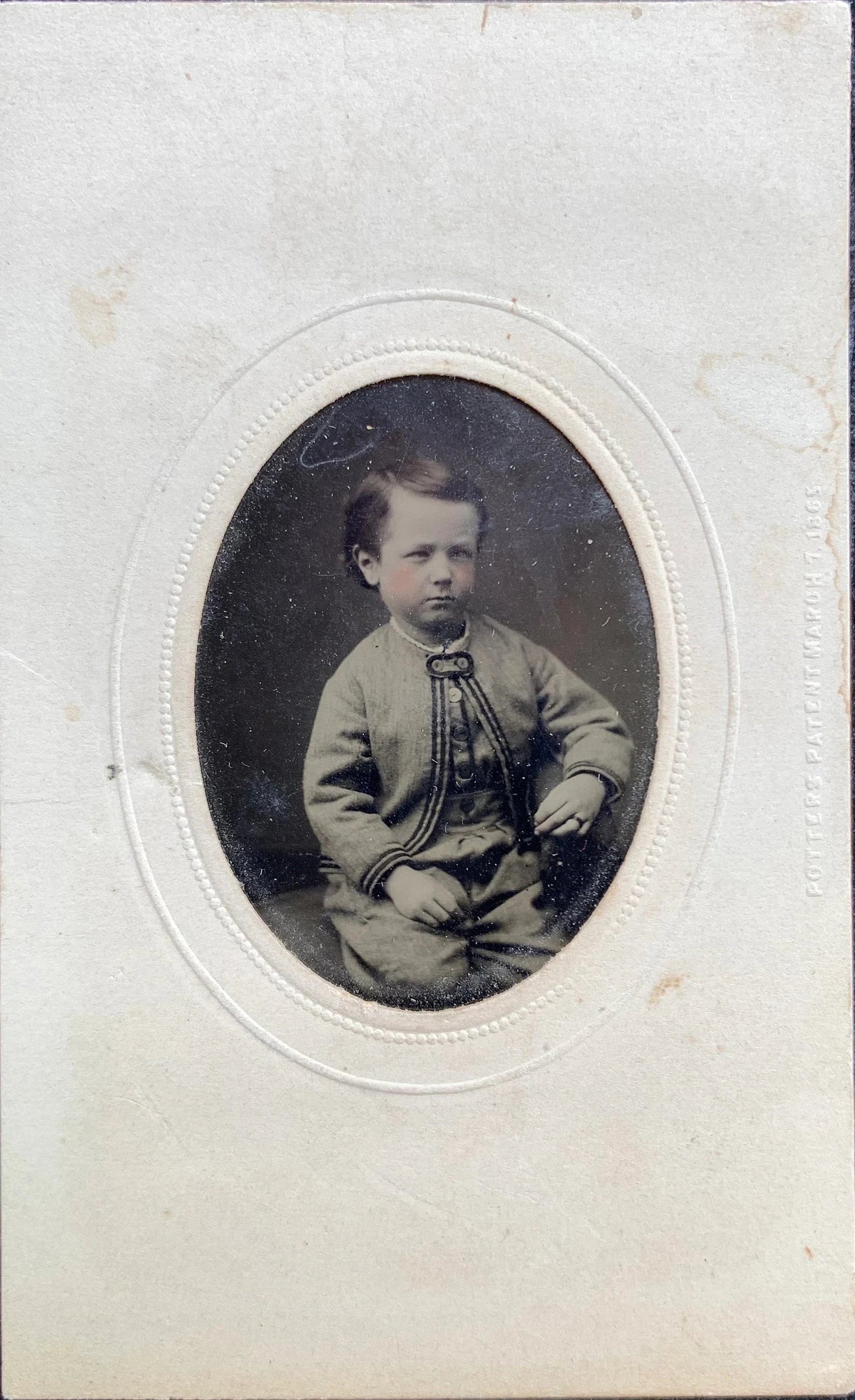 Victorian Era Tintype Photograph of a Young Boy Dressed in his Best