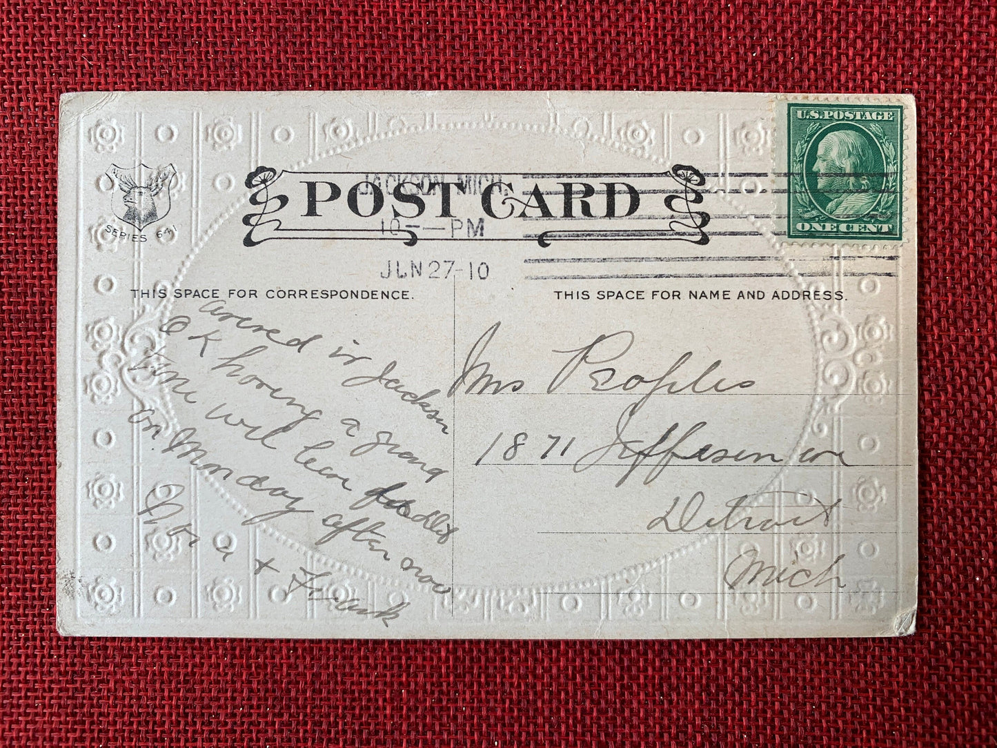 Oh, You Kid, I've Got My Fingers Crossed! Vintage Early 1900s Postcard, Postmarked 1910
