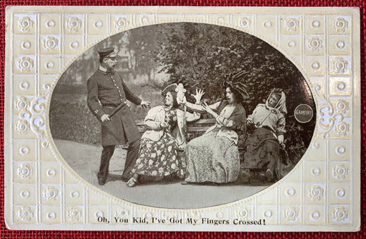 Oh, You Kid, I've Got My Fingers Crossed! Vintage Early 1900s Postcard, Postmarked 1910