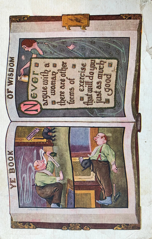 Ye Book of Wisdom, Never Argue With A Woman - Vintage Color Postcard