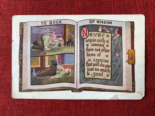 Ye Book of Wisdom, Never Argue With A Woman - Vintage Color Postcard