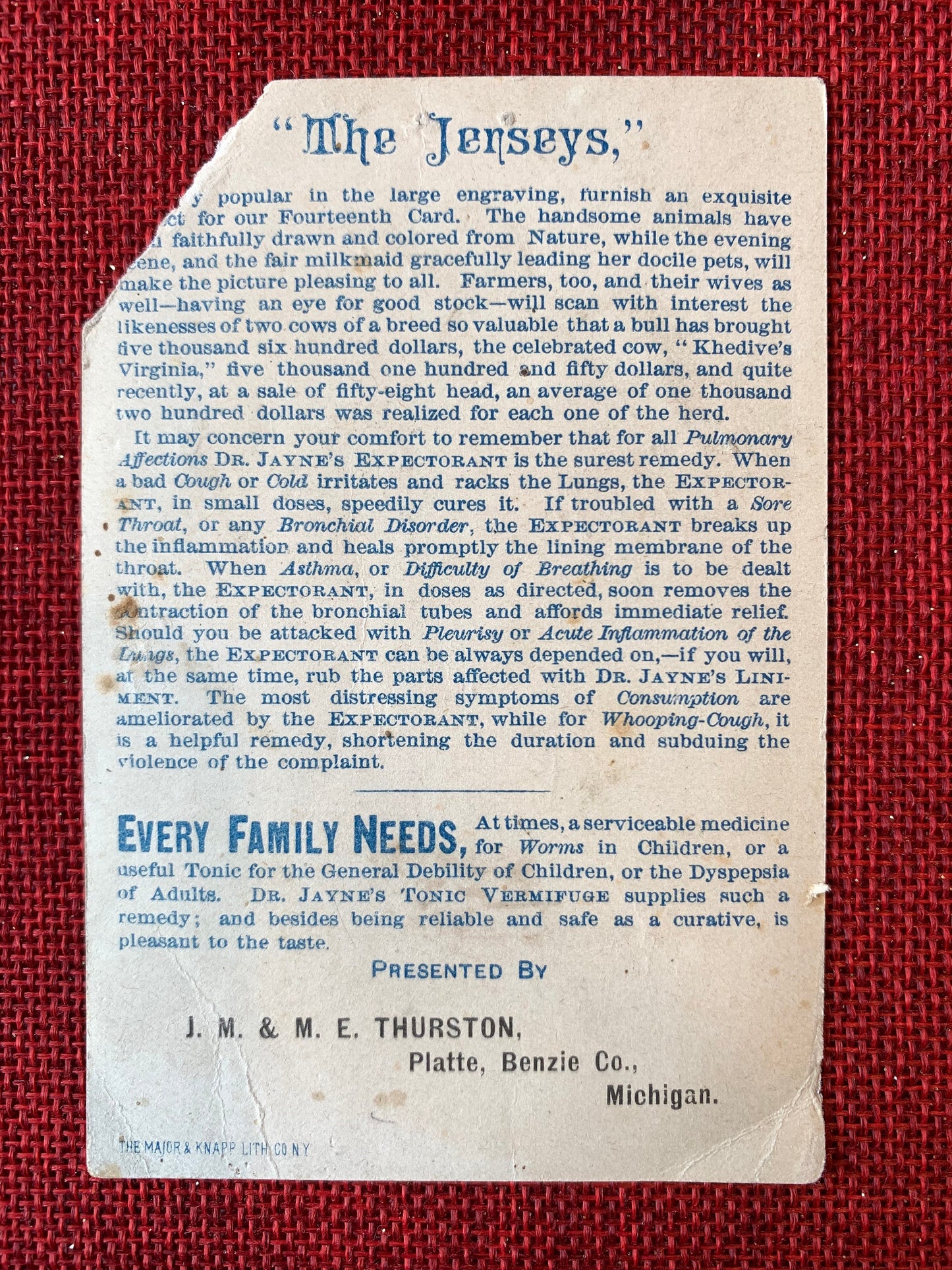 Dr. Jayne's Expectorant - Late 1800s Trade Card