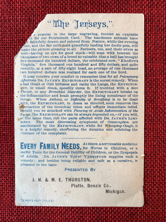 Dr. Jayne's Expectorant - Late 1800s Trade Card