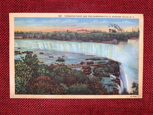 Terrapin Point and the Canadian Falls, Niagara Falls, N.Y. Vintage Postcard 1940s
