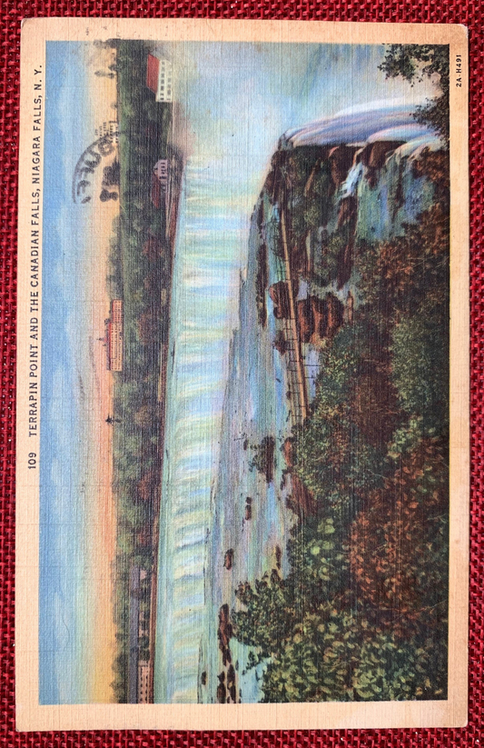 Terrapin Point and the Canadian Falls, Niagara Falls, N.Y. Vintage Postcard 1940s