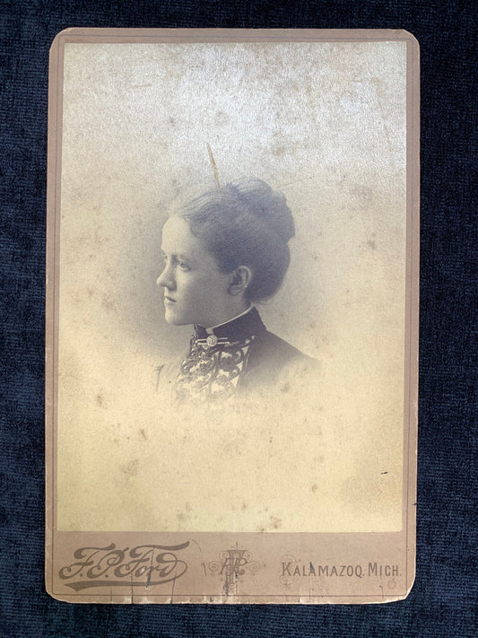 Bromide Portrait of a Victorian Woman  Kalamazoo, Michigan 1888