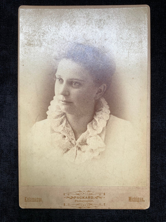 Victorian Era Graduation Portrait of a Woman, Class of 1888 Kalamazoo Michigan By Packcard Studio