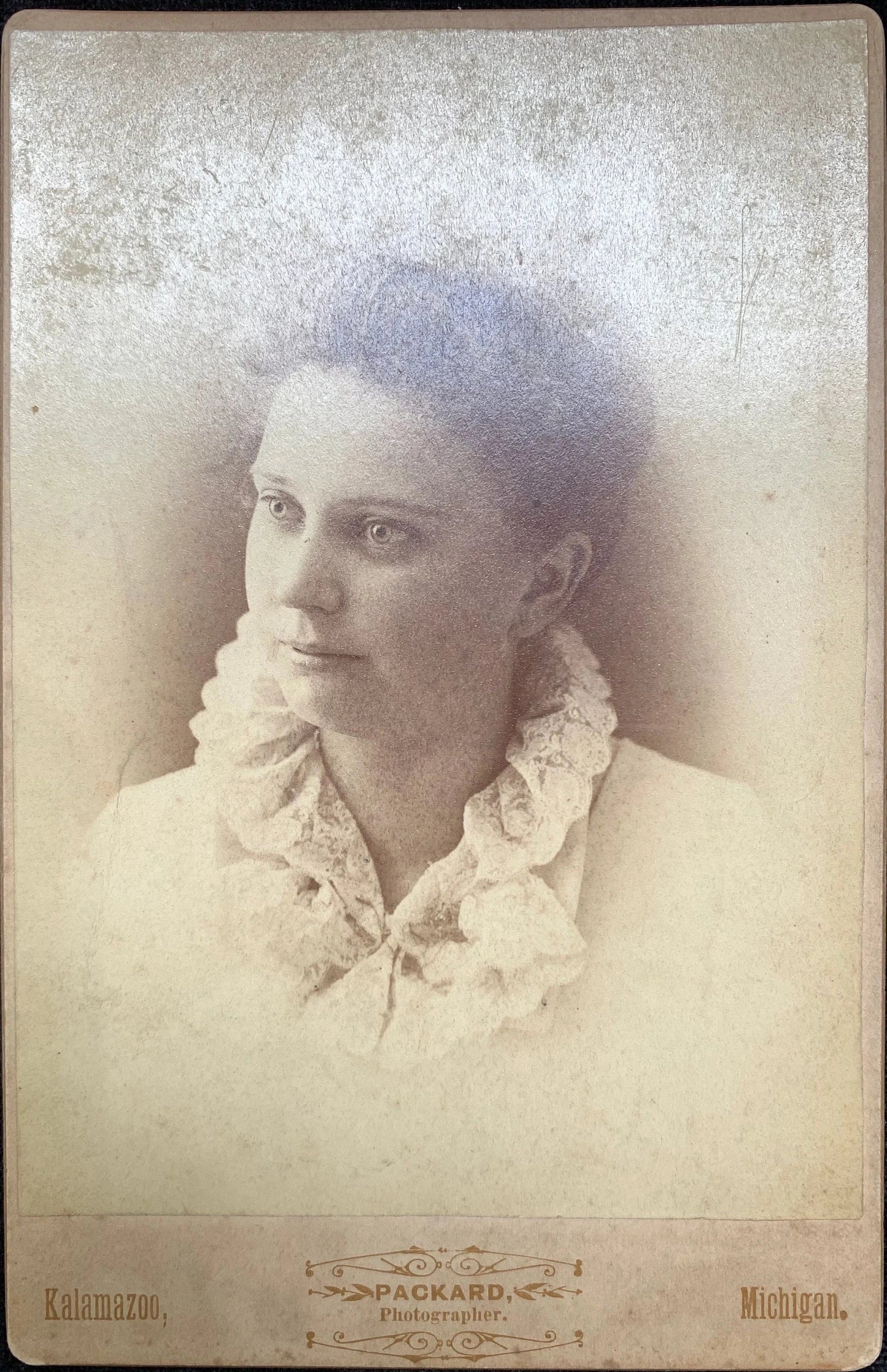 Victorian Era Graduation Portrait of a Woman, Class of 1888 Kalamazoo Michigan By Packcard Studio
