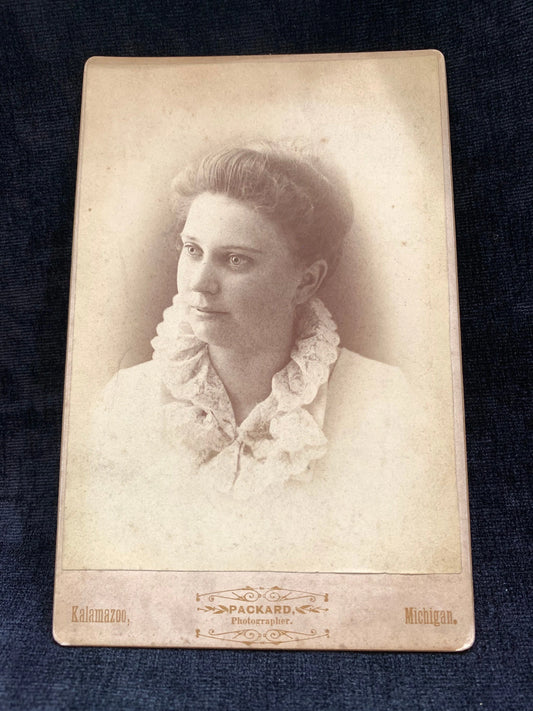 Victorian Era Graduation Portrait of a Woman, Class of 1888 Kalamazoo Michigan By Packcard Studio