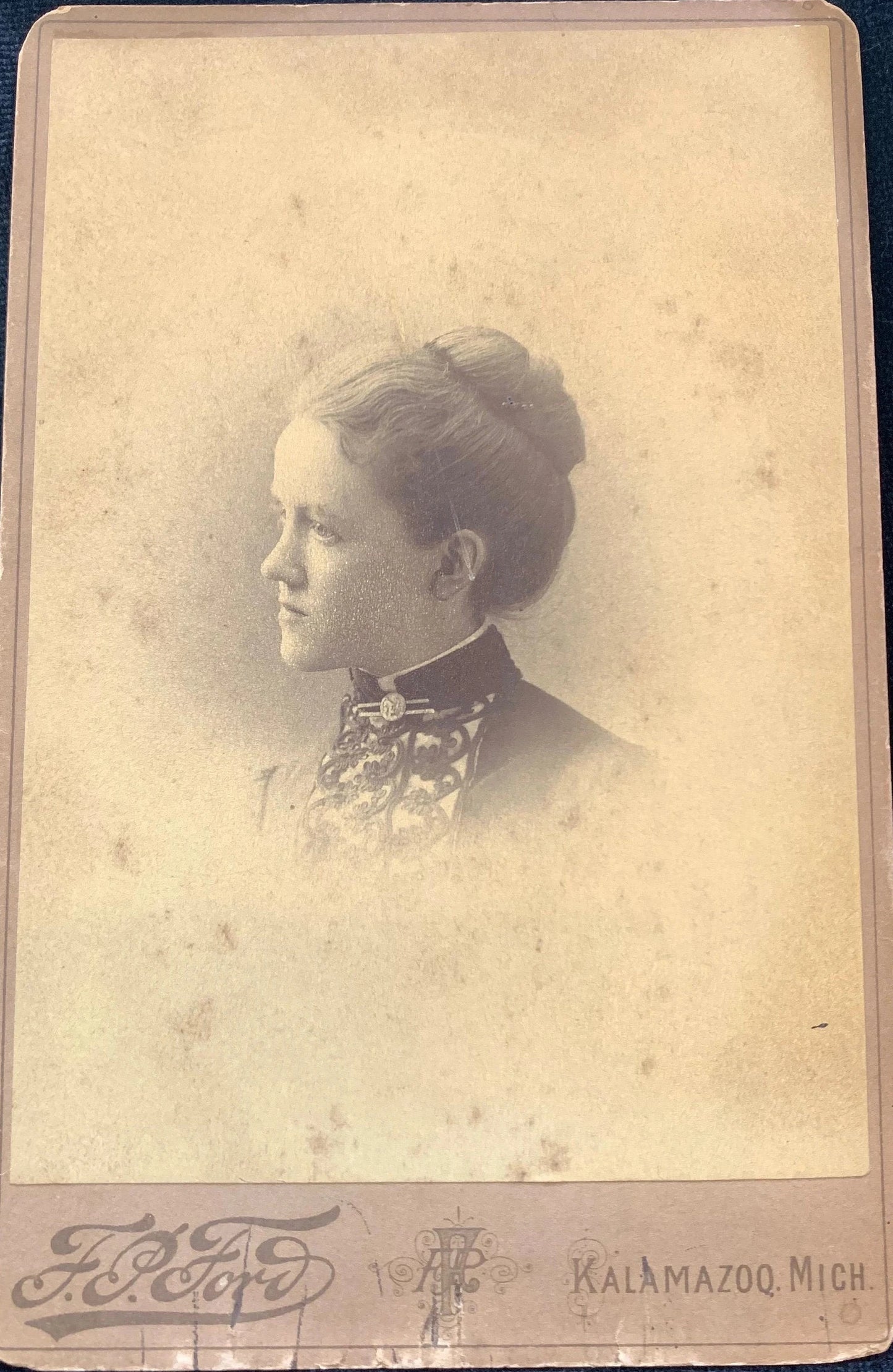 Bromide Portrait of a Victorian Woman Kalamazoo, Michigan 1888