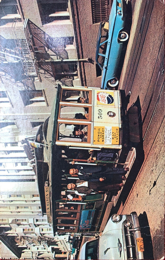 World Famous San Francisco Cable Car - San Francisco, California - Vintage Plastichrome Postcard
