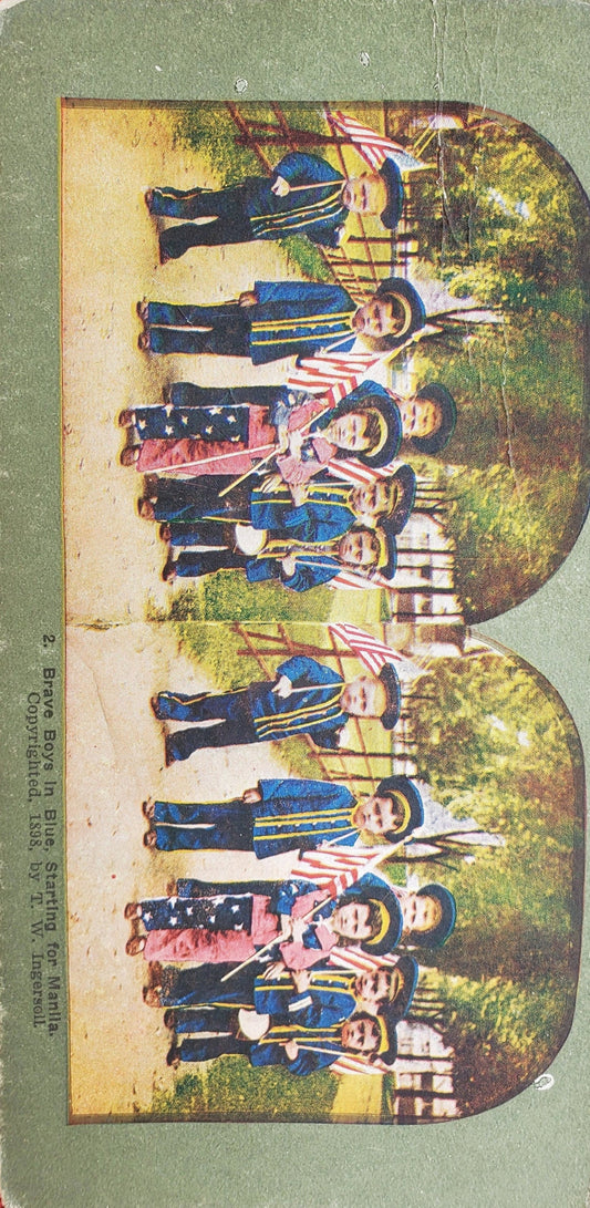 Brave Boys in Blue, Vintage Stereo View Card, Late 1800s