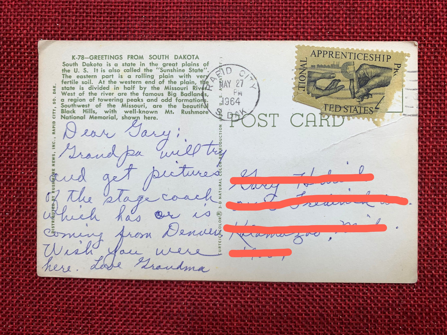 Greetings from South Dakota - Vintage Postcard