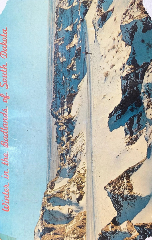 Winter in the Badlands of South Dakota, Badlands National Park - Vintage National Park Postcard