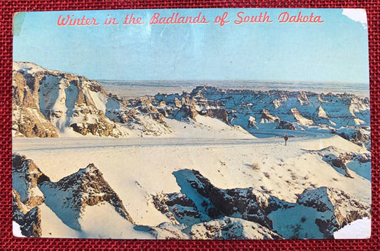 Winter in the Badlands of South Dakota, Badlands National Park - Vintage National Park Postcard
