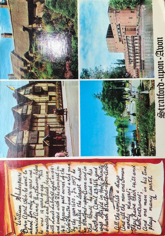 Stratford-Upon-Avon - Photo Collage of Historic Buildings - 1984 Postcard