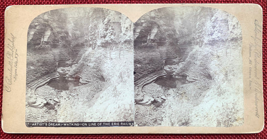 Artist's Dream – Watkins – On Line of the Erie Railway - Vintage Stereo View Card - 1880s/1809s