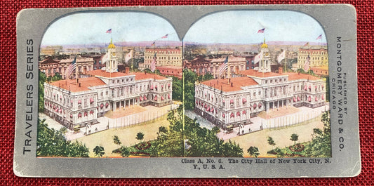 City Hall of New York City, New York Stereo View Card, Early 1900s