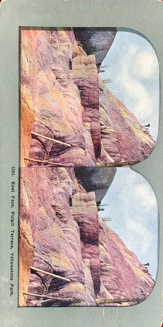 Mammoth Hot Springs - Yellowstone National Park - Vintage Stereo View Card - Late 1800s