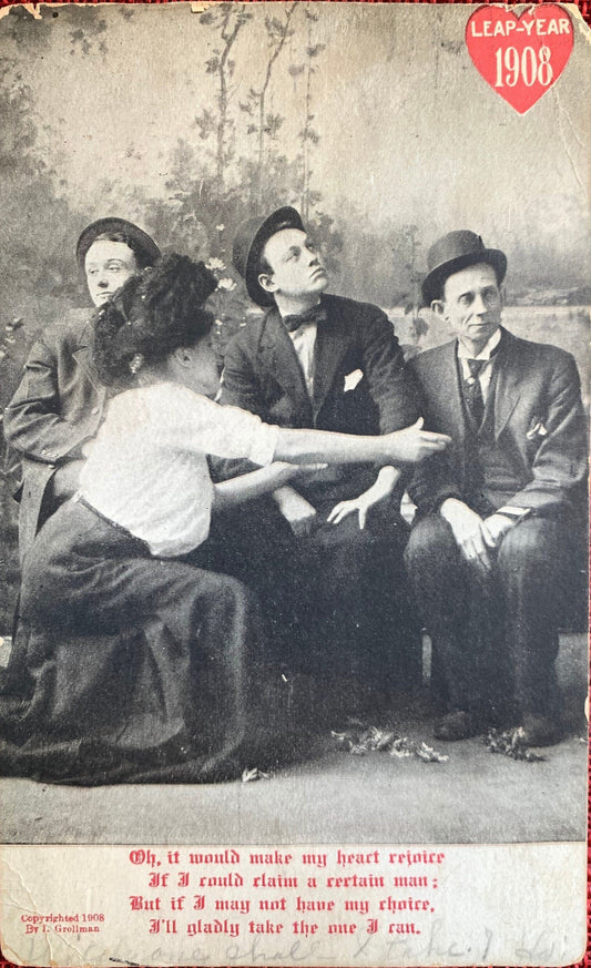 Funny Romantic Leap Year - 1908 Postcard