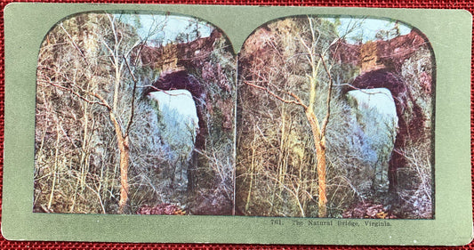 The Natural Bridge, Virginia, Appalachian Mountains Vintage Stereo View Card, Late 1800s