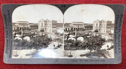 Villa Clara Plaza - Cuba - Vintage Stereoview Card -1920s