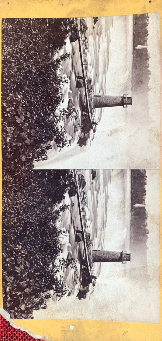 Terrapin Tower and Horse Shoe Falls - Niagara Falls, New York - Vintage Stereo View Card - Mid to Late 1800s