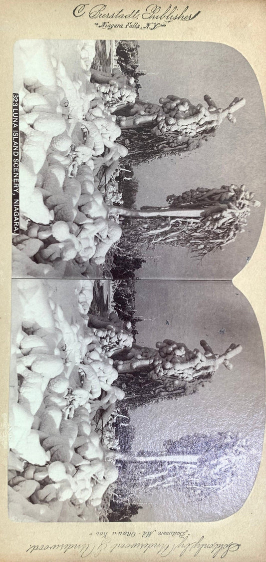 Luna Island Scenery - Niagara Falls, New York - Vintage Stereo View Card - 1860s