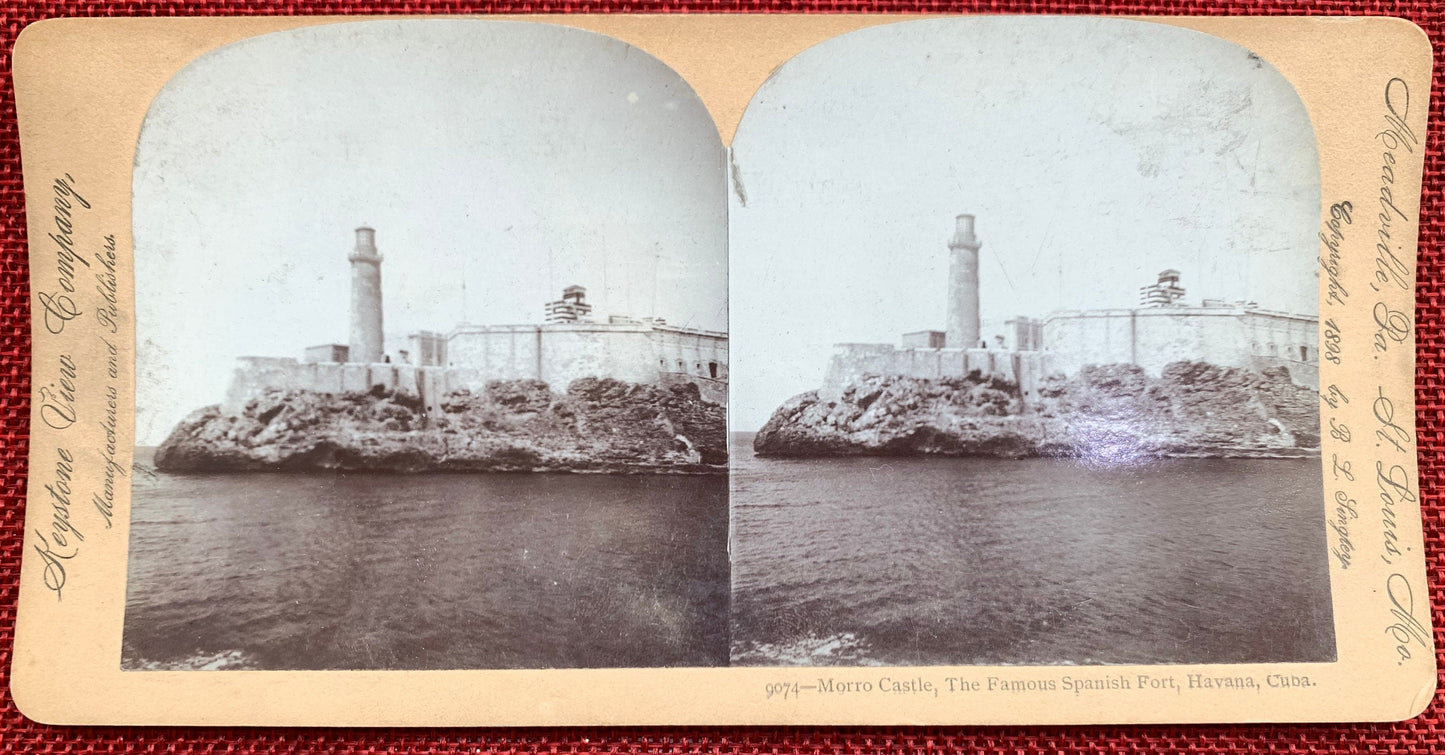 Morro Castle - The Famous Spanish Fort - Havana, Cuba - Vintage Stereo View Card - Keystone View Company 1898