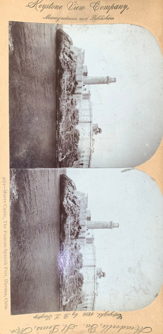 Morro Castle - The Famous Spanish Fort - Havana, Cuba - Vintage Stereo View Card - Keystone View Company 1898