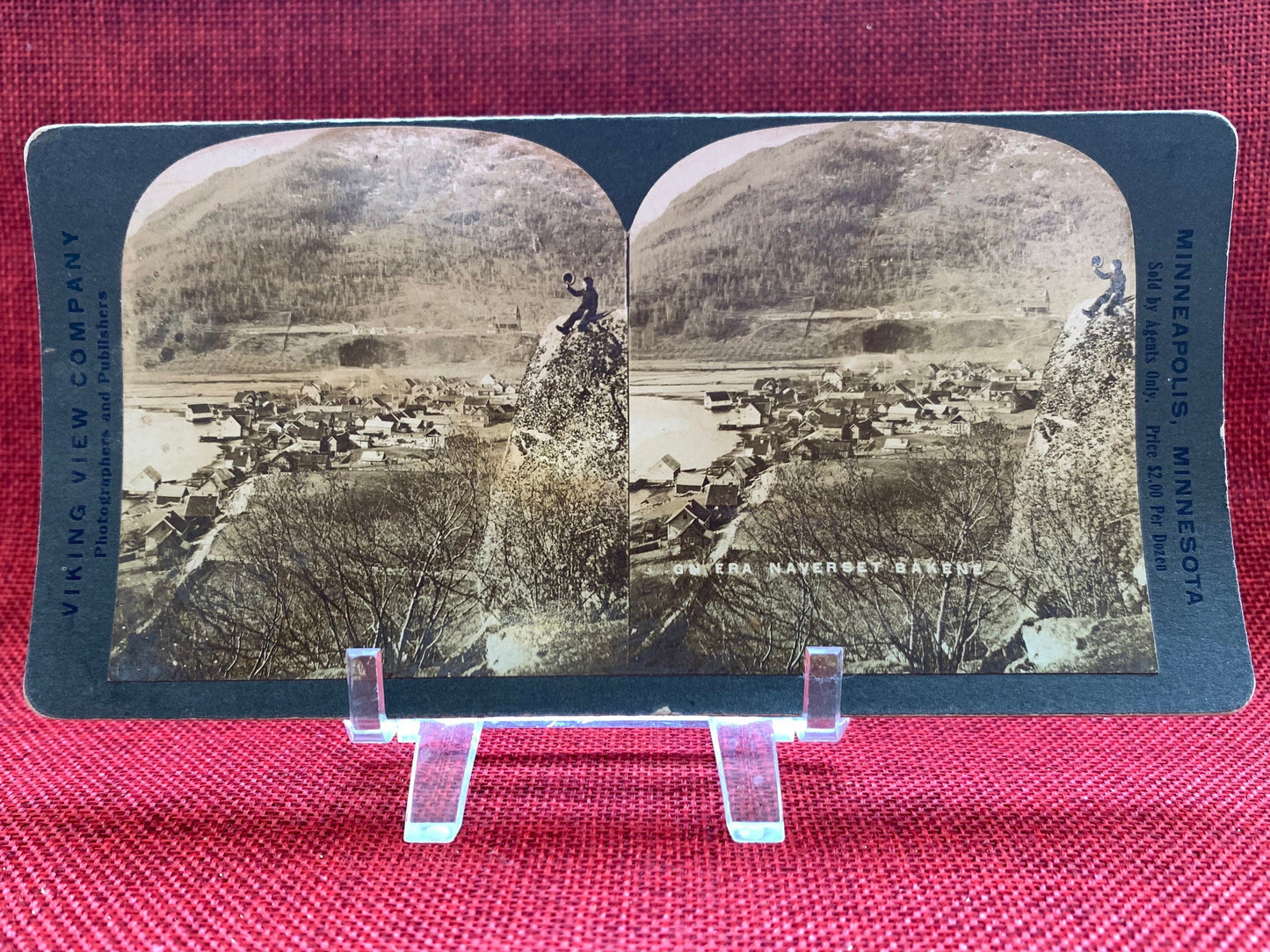 Person Sitting on a Mountain - Antique Stereo View Card - Late 1800s - Early 1900s