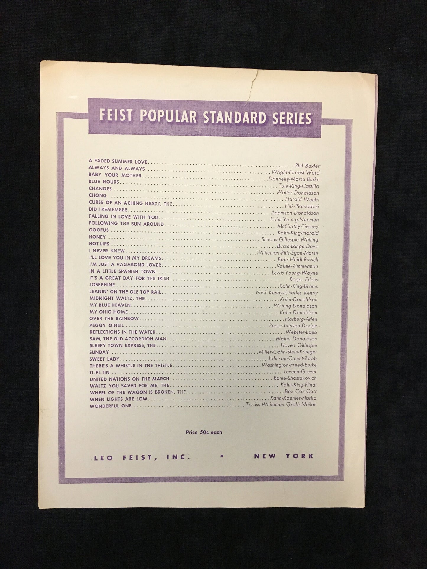 Three O'Clock in the Morning by Julian Robledo Words by Dorothy Terriss Feist Popular Standard Series 1912